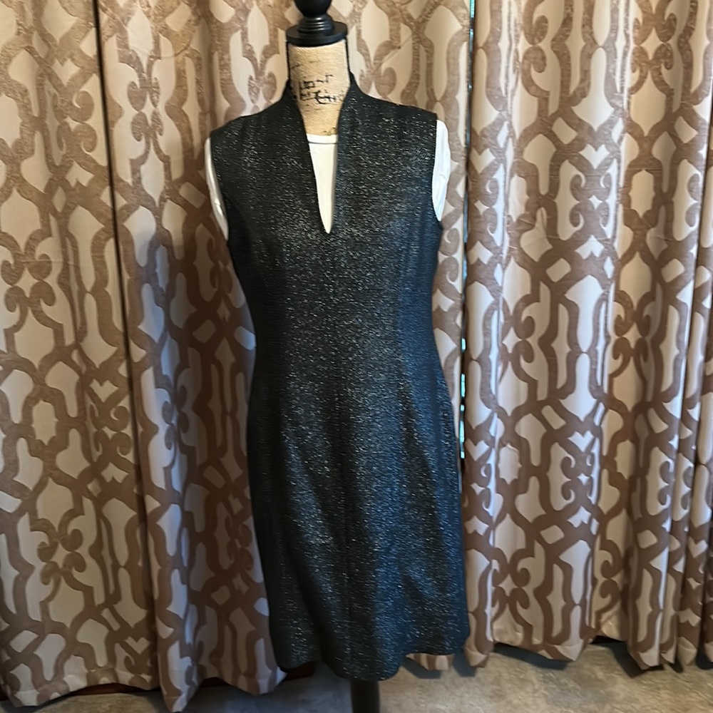 Black dress with silver metallic threads
